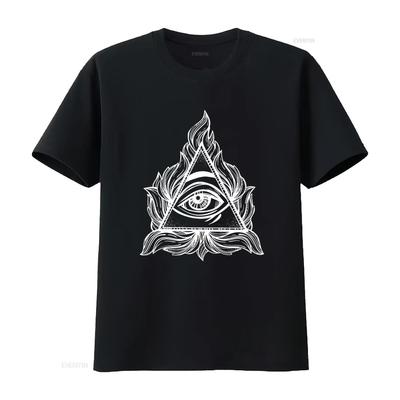 All Seeing Eye In A Triangle Illuminati T Shirt Casual Vintage Washed Stretched Homme Fashion Top For Everyday Wear Unisex