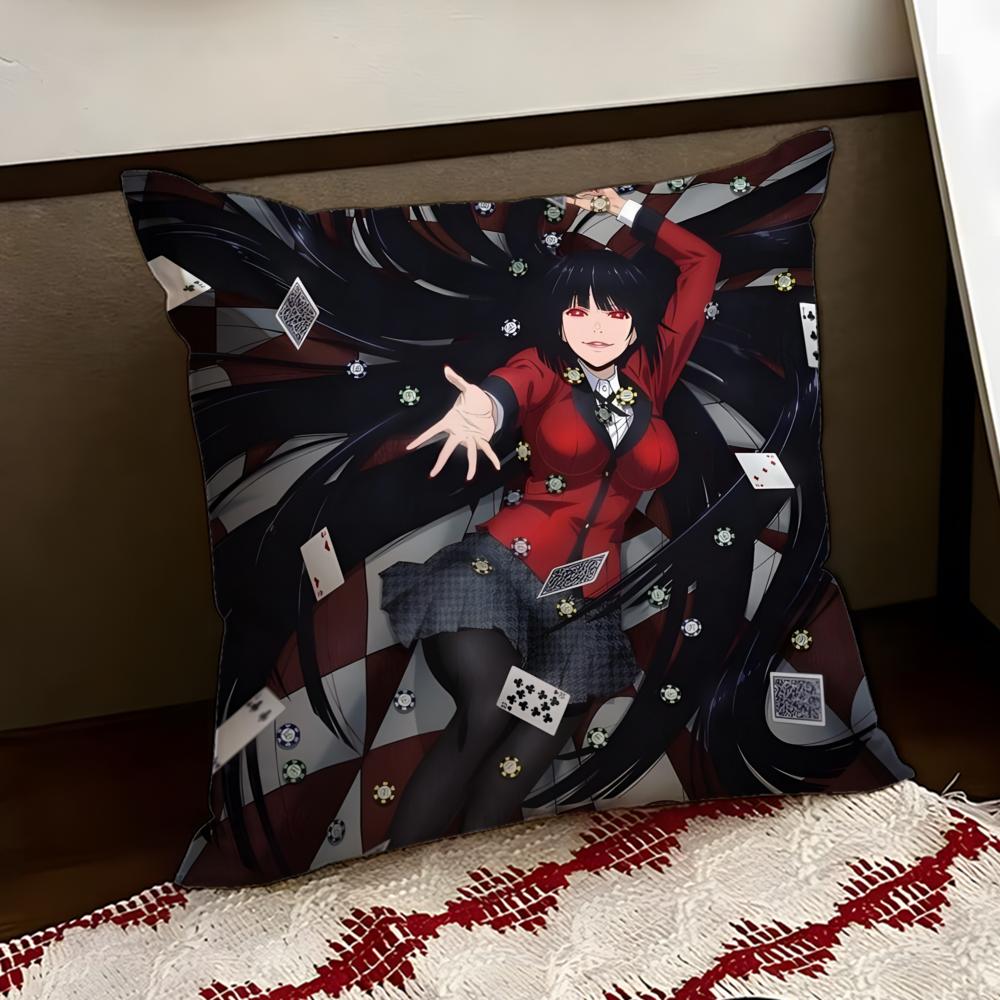 KKakegurui Anime Cushion Cover Reversible Soft Durable Pillow Cover Home Car MultiScene Use for Daily Comfort