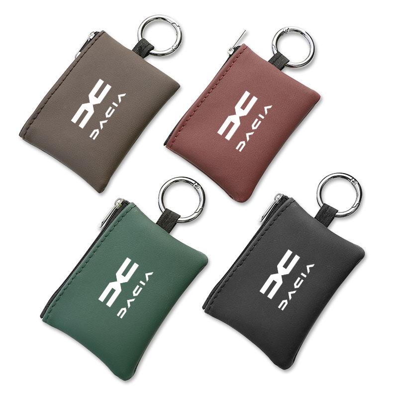 Car Accessories Leather Key Wallet Card Bag Emblem Keychain Pouch For Dacia Bigster Spring Duster Sandero Jogger Dokker Lodgy RS