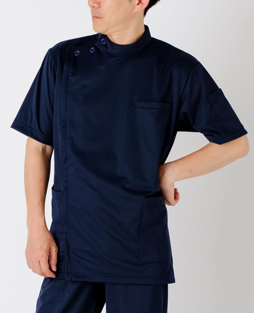 [LalaSkill] F-9100 Men's Casey (Medical Lab Coat, Antibacterial, Odor-resistant, Stain-resistant, No-iron) L Navy