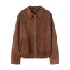 Kaslead New Women clothes Western Style Fashion Suede Fabric Bomber jacket Outerwear