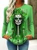 Retro Women Long Sleeve Tops Casual Graphic Floral Graphic Skull Tee Shirt Blouse Crewneck Fall Winter Streetwear Style Pullover