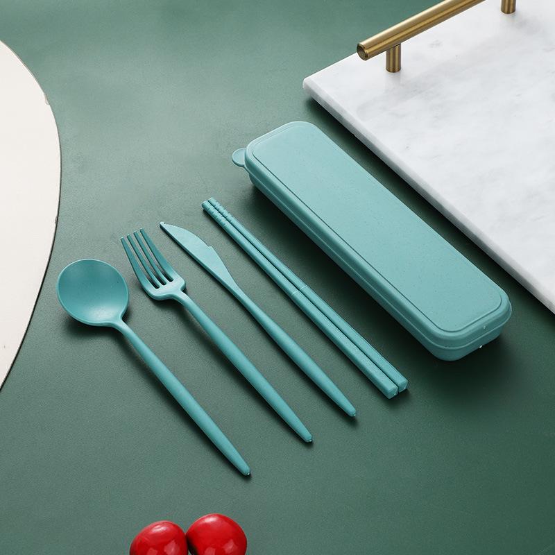 

Eco-Friendly Wheat Straw Tableware Set: Knife, Fork, Spoon & Chopsticks - Portable & Durable.