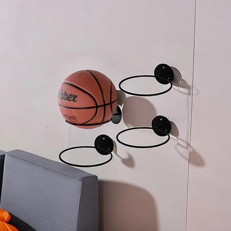 Wall Mounted Basketball Storage Rack Multi-purpose Football Ball Iron Holder Hat Storage Rack Saving Hanging Rack Room Decor