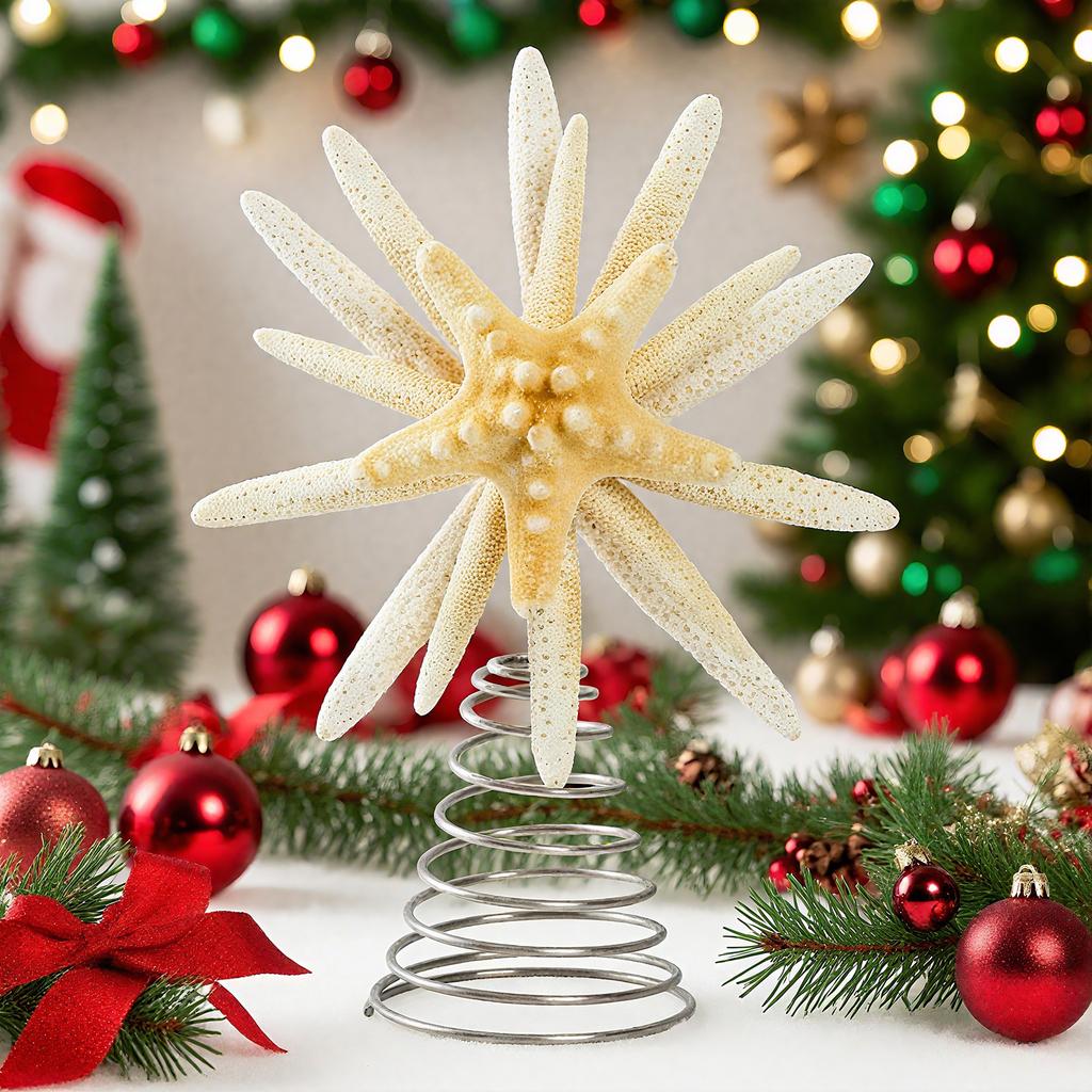 Christmas Decor - Sea Star Tree Topper - Xmas Holiday Tree Top Decoration for Indoor Outdoor Home Room Party