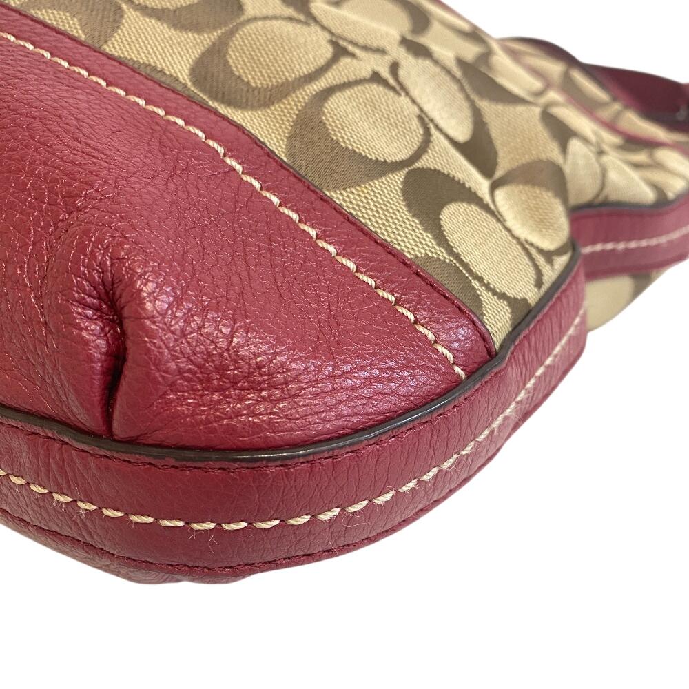 COACH F24032 Turn lock Signature canvas Shoulder Bag beige canvas Used