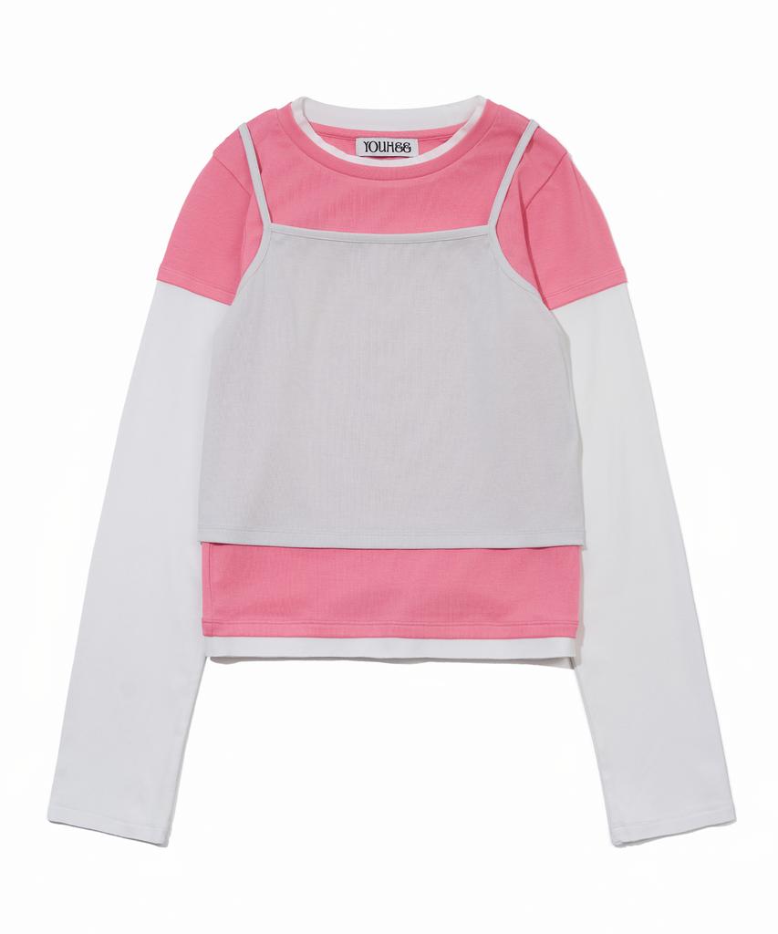 YOUHEE 3 Layered Long Sleeve T-Shirts_Pink