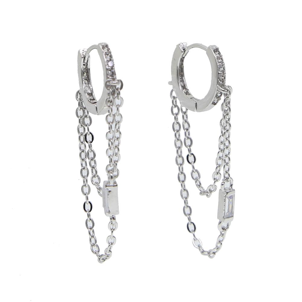 Women New Arrived Elegance Jewelry Long Double Tassel Chain Romantic Party Gift Hoop Tassel Earring