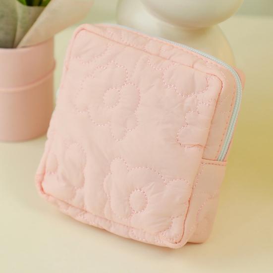 Sanitary Napkin Storage Bag Toiletries Keys Cards Storage Bag Organizer Floral Pattern Zipper Closure Travel Essentials Case