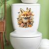 Hand Painted Fox with Flowers and Butterfly Toilet and Wall Sticker Set Waterproof Self-Adhesive Removable Decal for Bathroom WC Wall Decoration