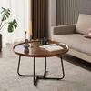 Round Living Room Coffee Table Set Solid Wooden Sofa Side End Table 2-in1 with Triangle Legs