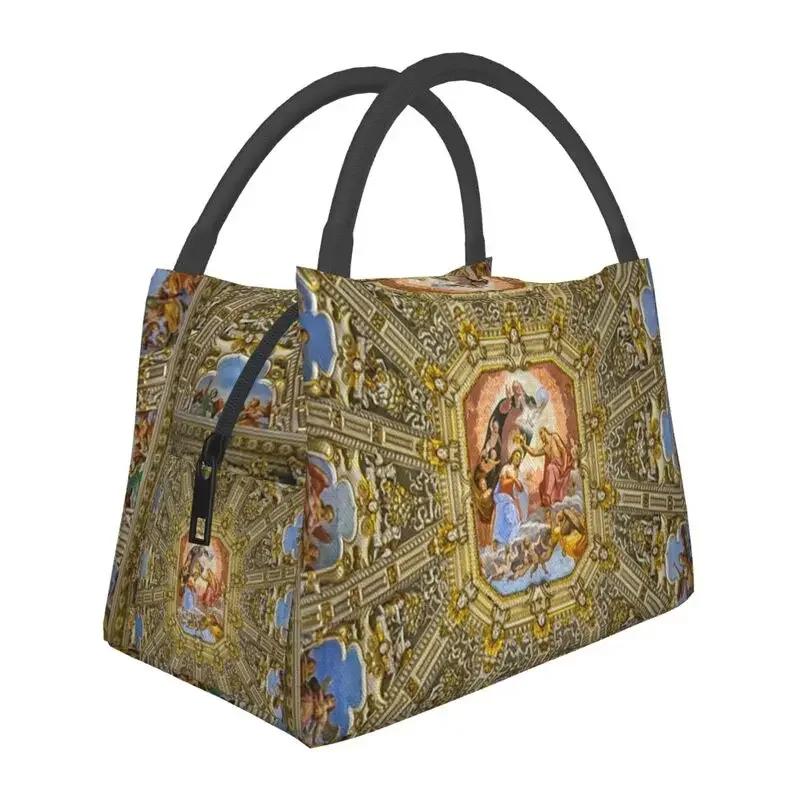 Golden Baroque Fashion Seamless Pattern Insulated Lunch Bags for Women Waterproof Cooler Thermal Bento Box Work Picnic