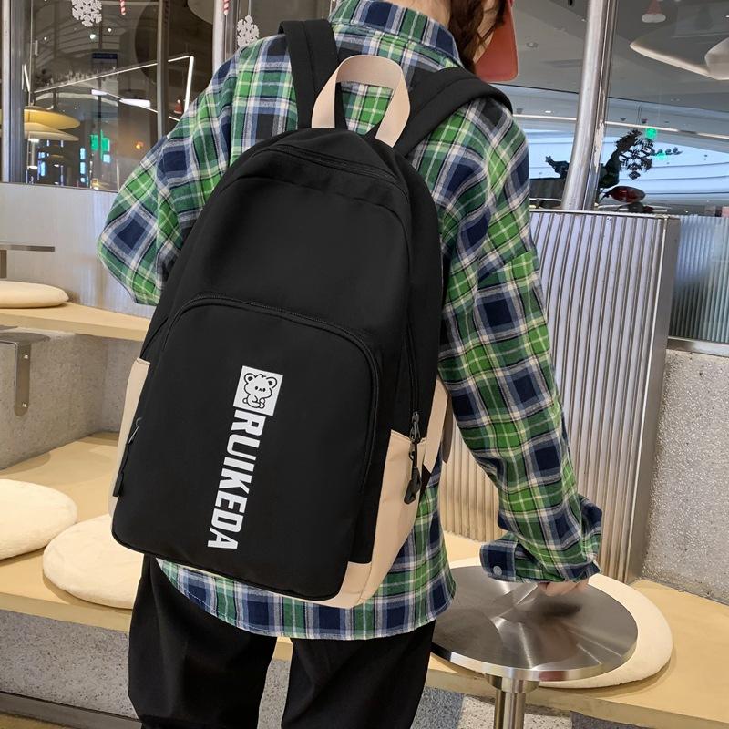 

School bag women s new junior high school backpack high school retro college large capacity travel college backpack чорний
