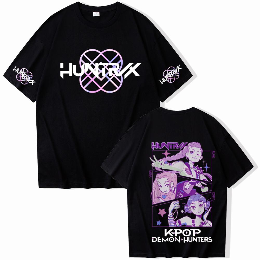 

2025-26 Anime K-Pop Demon Hunter Graphic T-Shirt Street Hip Hop Y2k Arbitration Top Harajuku Casual O-Neck Short Sleeve Cotton C 4XL