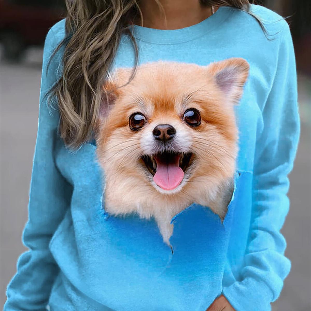 

Женский свитер с принтом кошки и собаки, повседневный спортивный 3D-принт, активный уличный шикарный свитер с капюшоном, черная женская футболка Crew XL