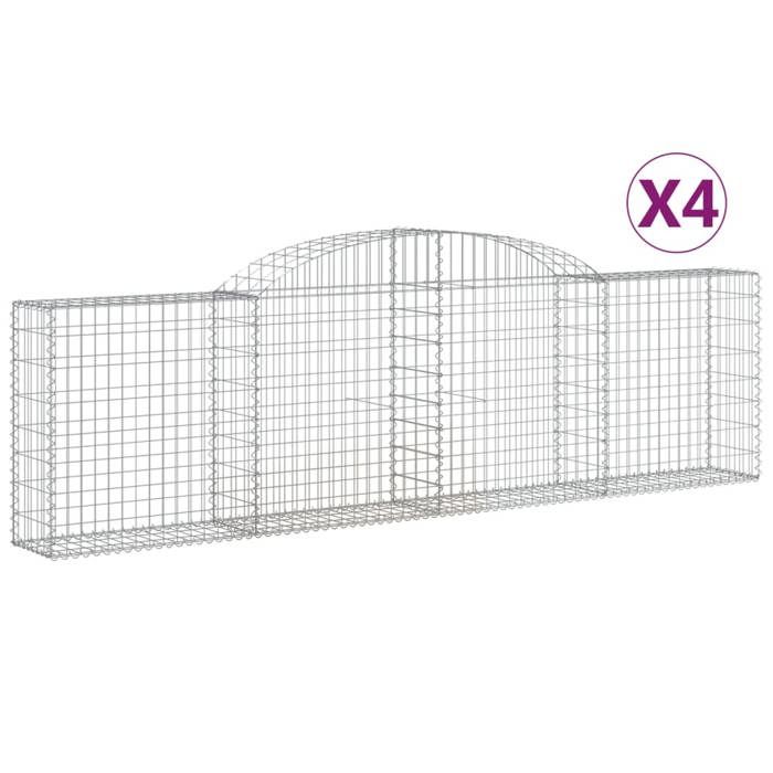 VidaXL Curved Gabion Baskets 4 Pcs 300x30x80/100 Cm Galvanized Iron, Gabion, Gabion Cage, Gabion Wall Basket, Wall 3146505