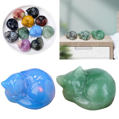 Kristall Katzenstatue Polierte Elegante Stein Gefertigte Katzenstatue Beruhigender Kristall Heimakzent für Katzenliebhaber Sammler