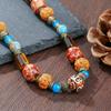 Vintage Tiger Eye Beaded Necklace For Men Geometric Style Ethnic Fashion Accessory