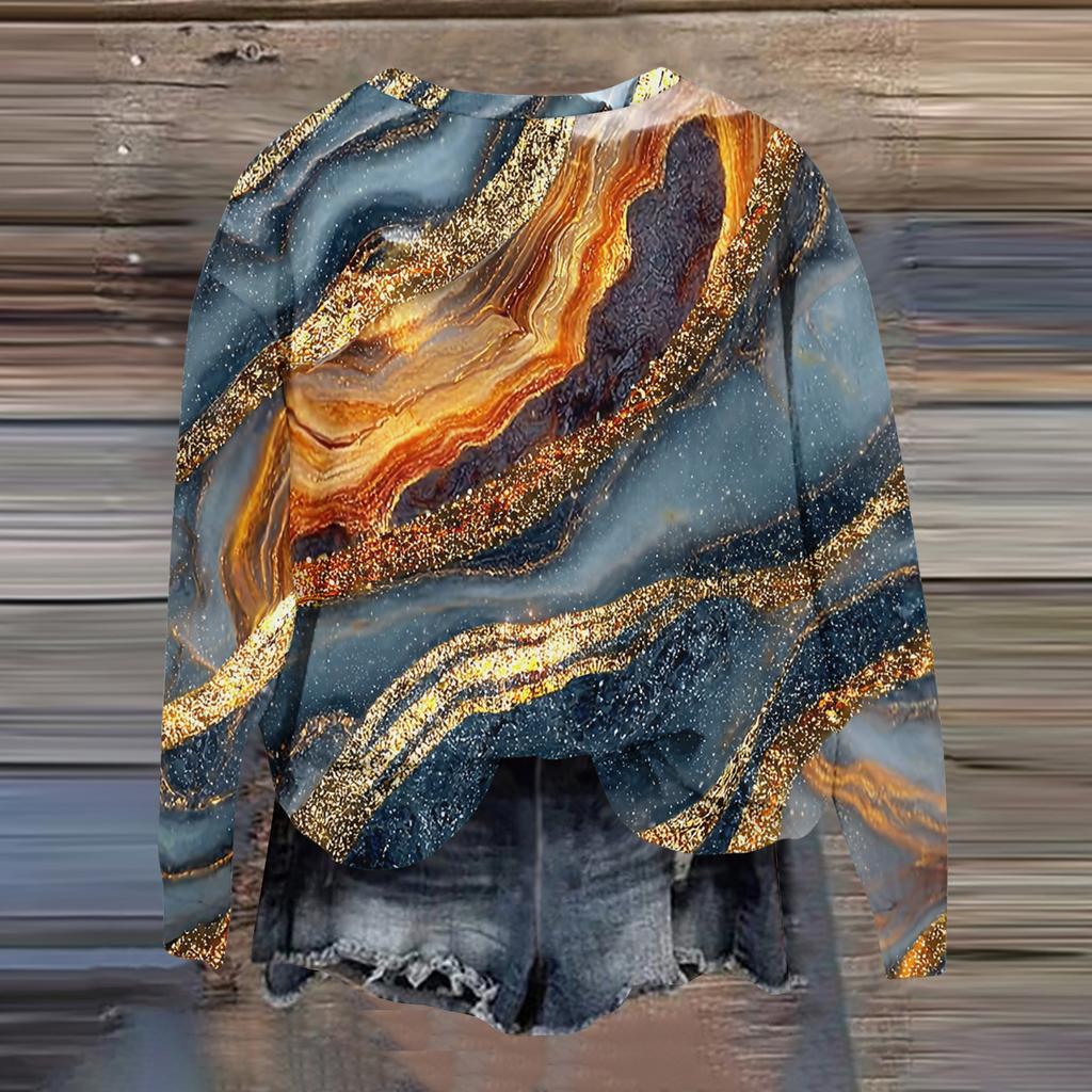 Women's Fashion Printed Long Sleeve Loose Round Neck Sweatshirt Top Fall