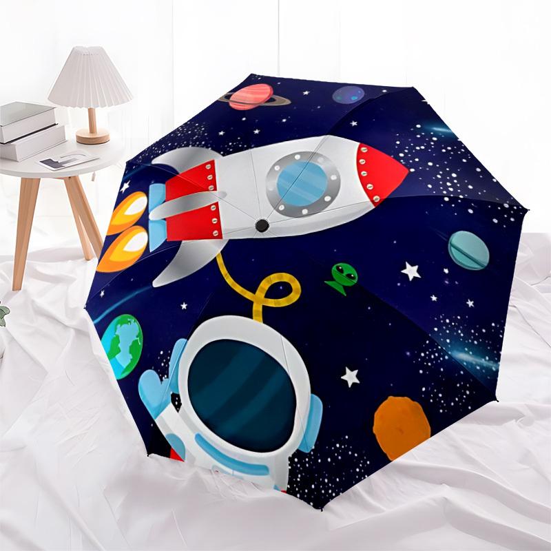 1pc Rocket Ship Automatic Folding Umbrella, Heavy-Duty 8-Rib Construction, Perfect for Everyday Yy251114136
