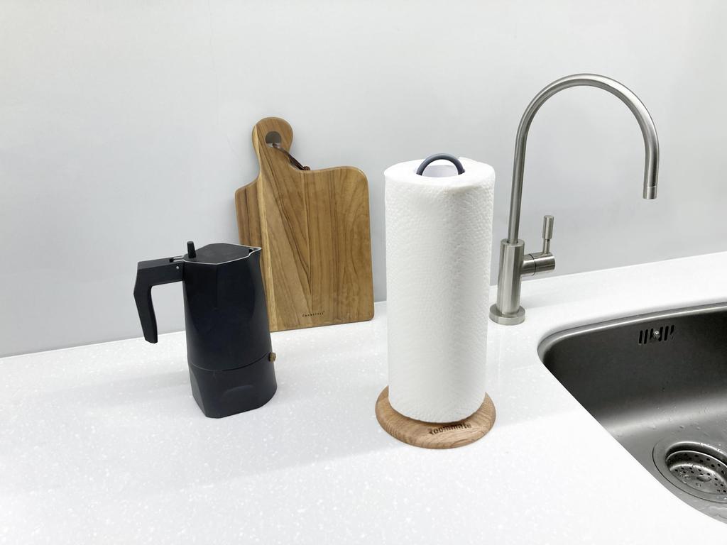 Roommate Wooden Pedestal Kitchen Paper Holder | Oak Base for Stability | Simple and Stylish Kitchen Storage | Perfect for Housewarmings and Weddings |