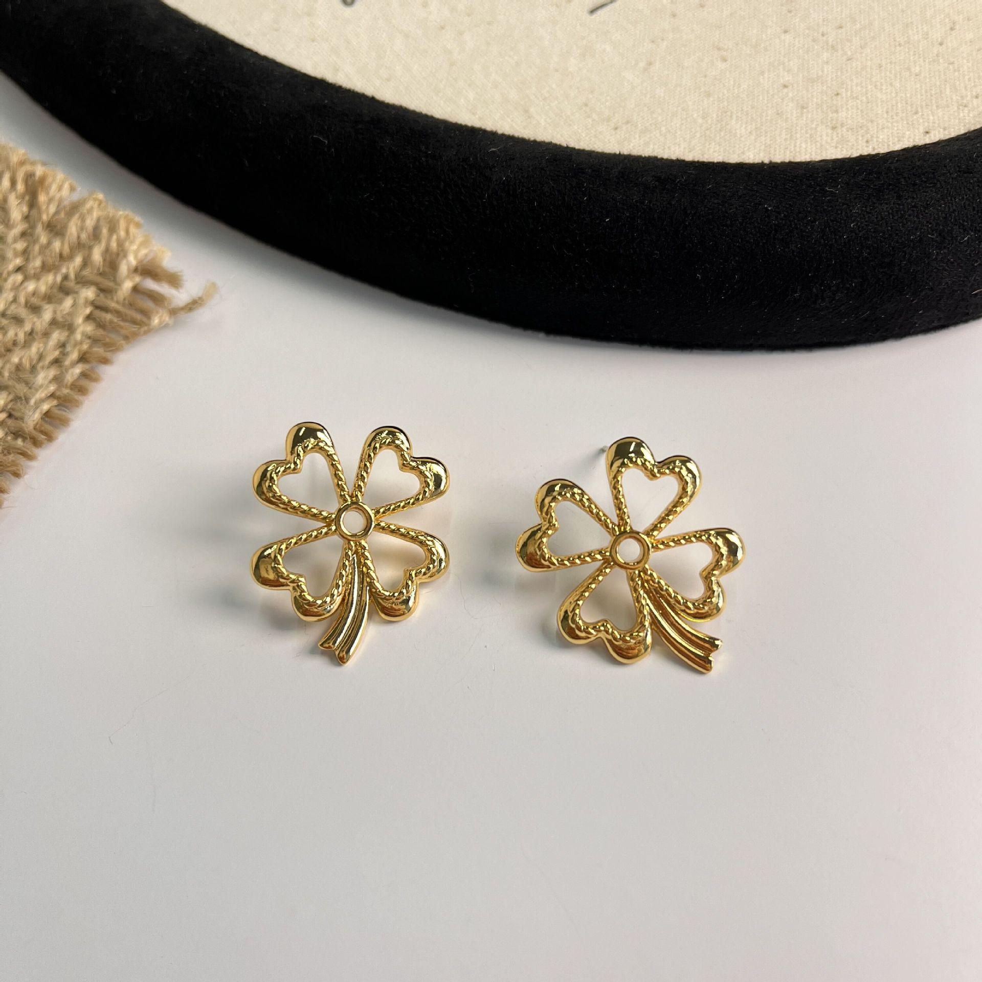 

Ретро большая золотая монета восковая веревка длинное ожерелье четырехлистный клевер ожерелье нишевый дизайн высококачественный свитер цепочка серьги-гвоздики для женщин