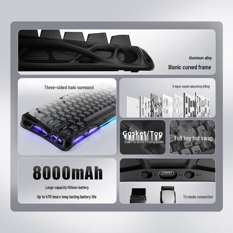 Gravity Planet Cocoon 75 GS K1 Tri-Mode Gasket Mechanical Keyboard