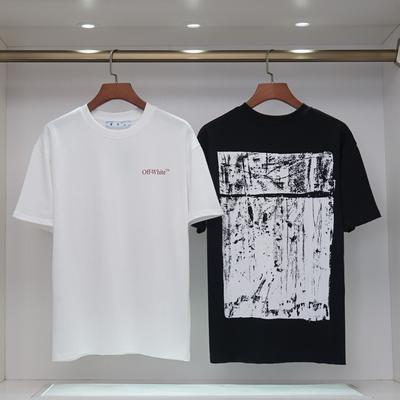 2061 Off-White Letnia Męska i Damska Bawełniana Koszulka z Nadrukiem Oversize Street Wear