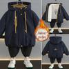 Girls' Stylish Winter Cotton Jacket with Plus Velvet, Thickened Parka for Medium and Large Children