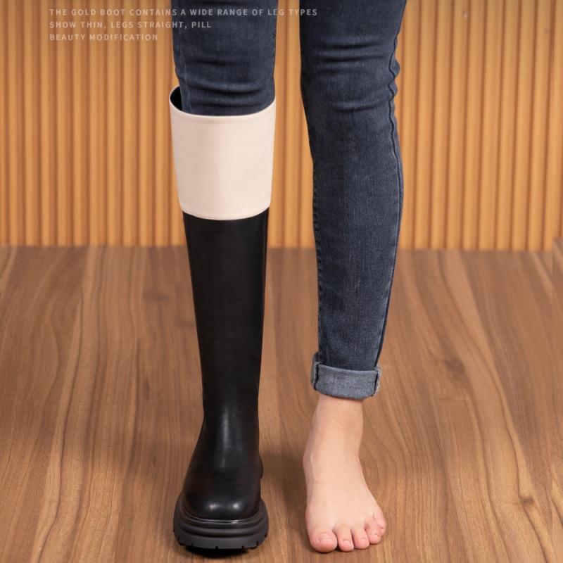 Soft Leather Version~ Splicing Boots New High Boots In Autumn and Winter 2025 Color Matching Thick-soled Rear Zipper Knight Boots