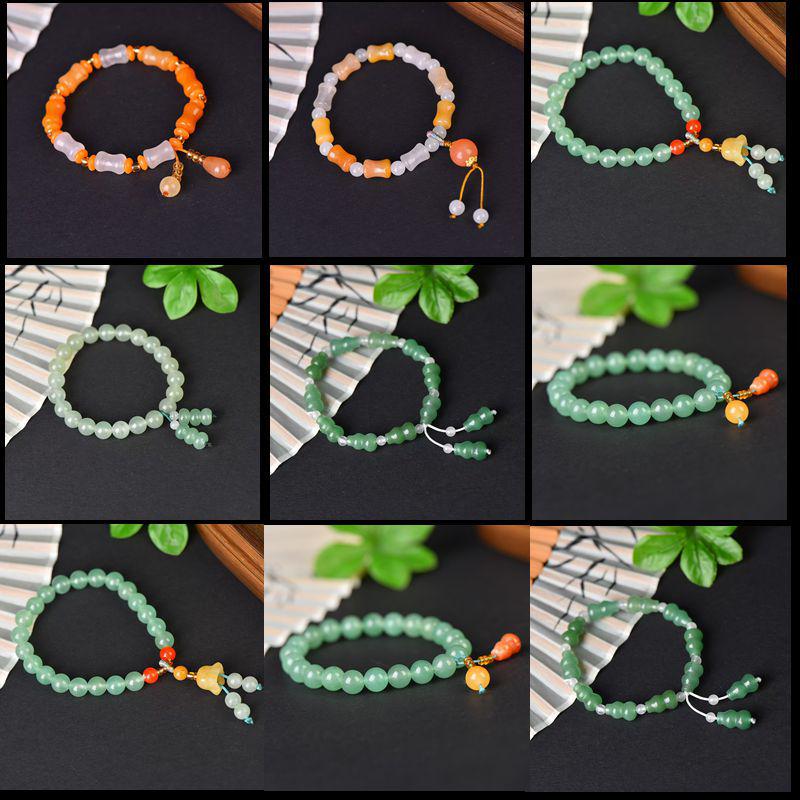 

Xinjiang Tianshan Jade Tassel Bead Rosary Bracelet Dongling Jade Bracelet (8mm)