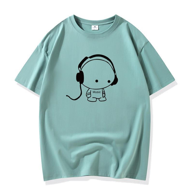 Наушники мужская модная футболка с короткими рукавами футболка из чистого хлопка S-6XL S светло-зеленый 1175₽