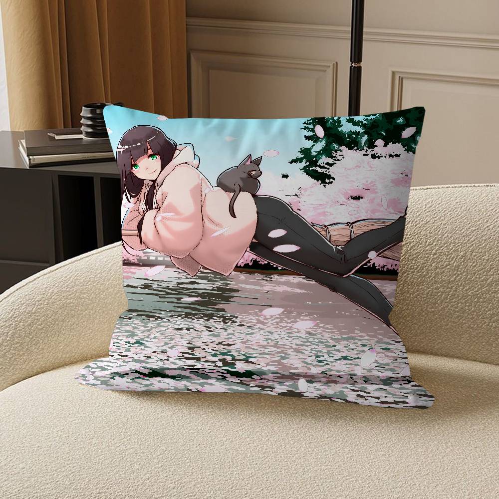 Flying Witch Personalized Pillow Dust Cover Bedroom Kids Party Decoration Pillowcase Birthday Children Gift