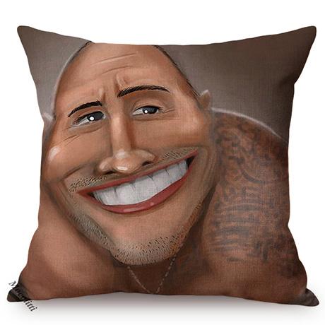 The Rock Face Dwayne Portrait Sofa Cushion Cover American Actor Johnson Pattern Decorative Cotton Linen Throw Pillow Case