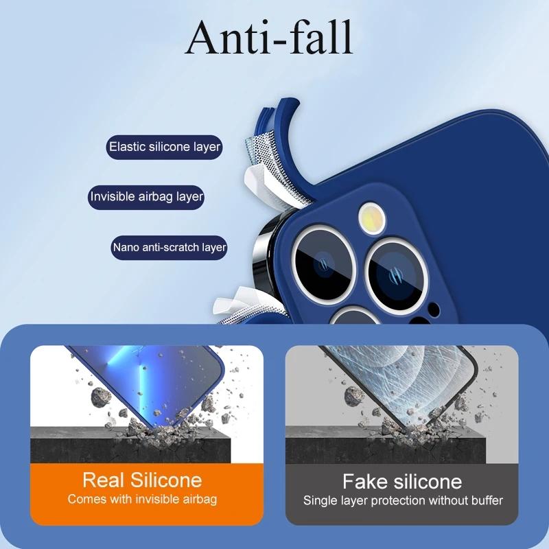 Capa de telefone de silicone líquido quadrado luxuoso TPU macio para iPhone 15 14 13 12 11 Pro Max X XR XS Max 7 8 14 15 Plus Proteção total TPU Capa traseira