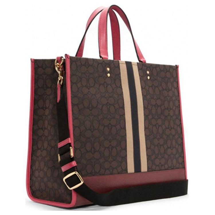 New COACH Dempsey Canvas Bag Crossbody Handbag Large Size Unisex Brown C1548-IMTN8