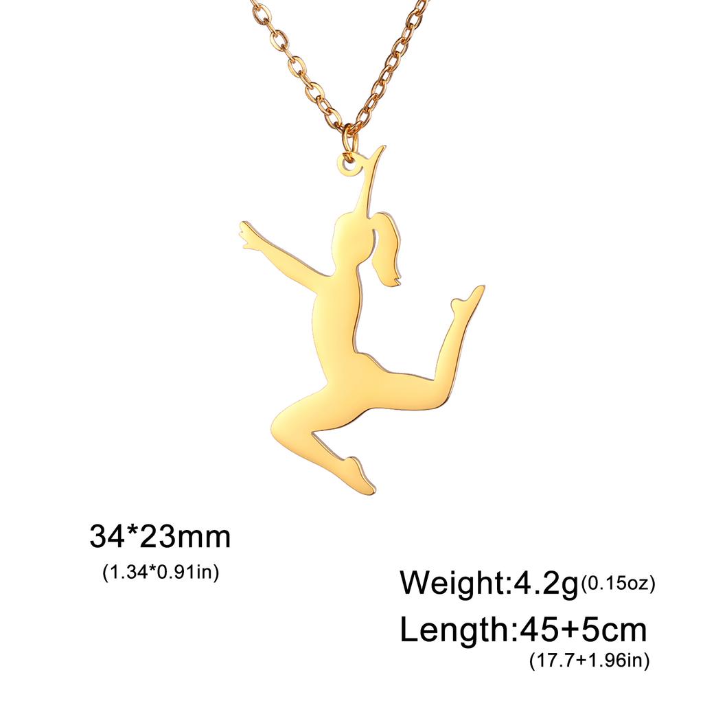 Teamer Gymnastics Design Necklace for Women Girls Fashion Sports Pendant Stainless Steel Jewelry Dancer Gymnast Birthday Gifts