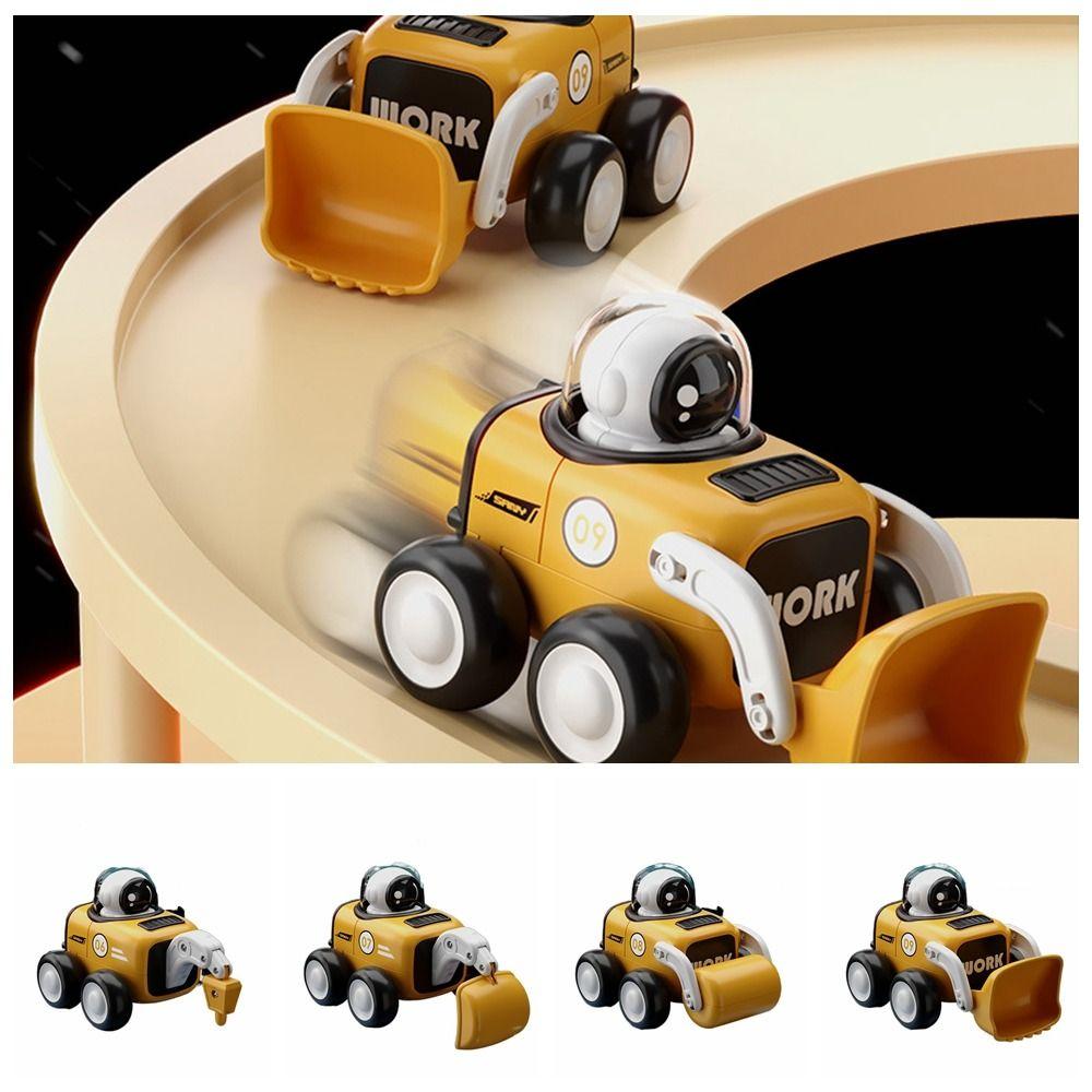 

Bulldozer Childrens Cartoon Toy Car Excavator Whistle Astronaut Inertial Car Xmas Gifts Style A
