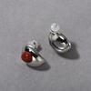 Premium Copper-Plated Platinum Inlaid With Natural Nanhongshi S925 Silver Needle Earrings Niche Fashion Simple Earrings