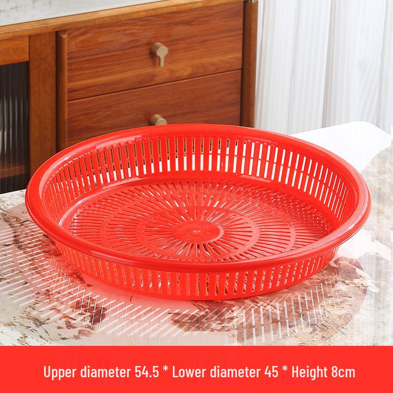 Festive Red Round Plastic Drying Sieve for Household Use