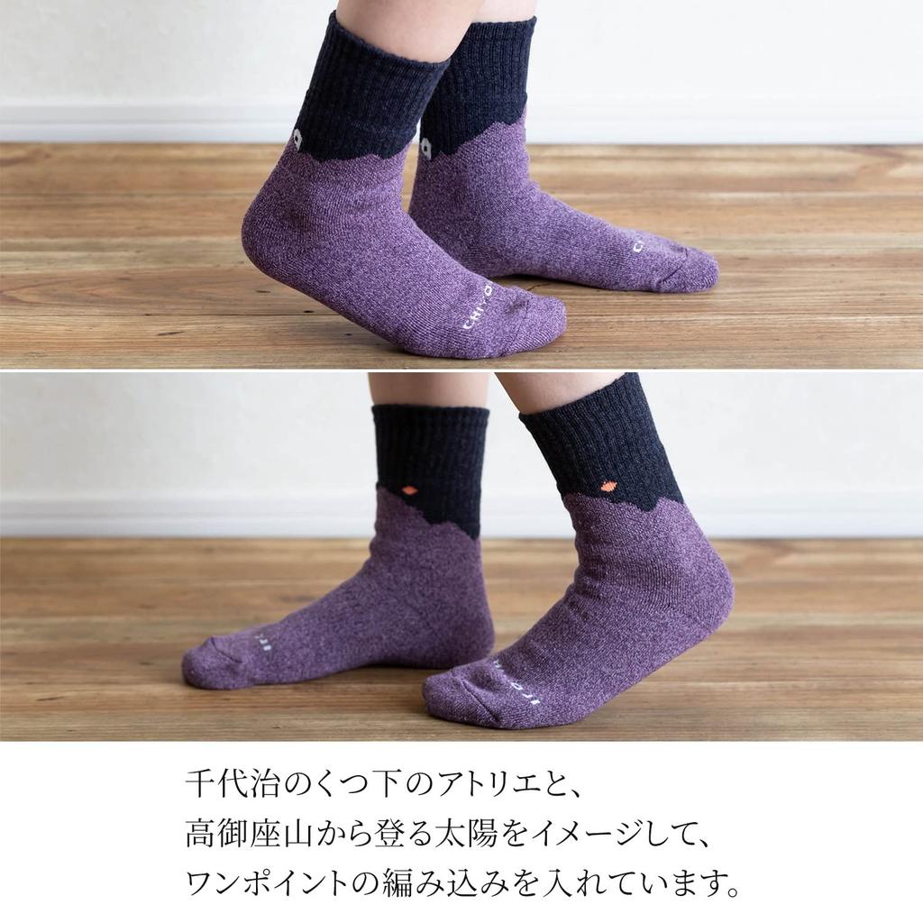[Chiyoji's Socks] Men's Takamiyama Trekking Socks, 2 Pairs, 25-27cm, Light Brown & Dark Purple, Made in Japan