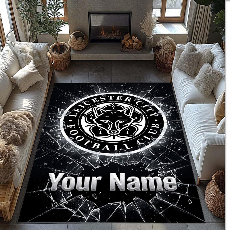 Leicester City Printed Crystal Velvet Rug Non‑Slip Crystal Velvet Carpet For Sofa Bedroom Indoor Home Decoration
