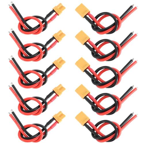 CowGoldChild XT30 Connectors, 10-Piece Male and Female Plug Adapter, 150mm 16AWG with Silicone Wire for RC Model Cables, RC Drones, and LiPo Batteries
