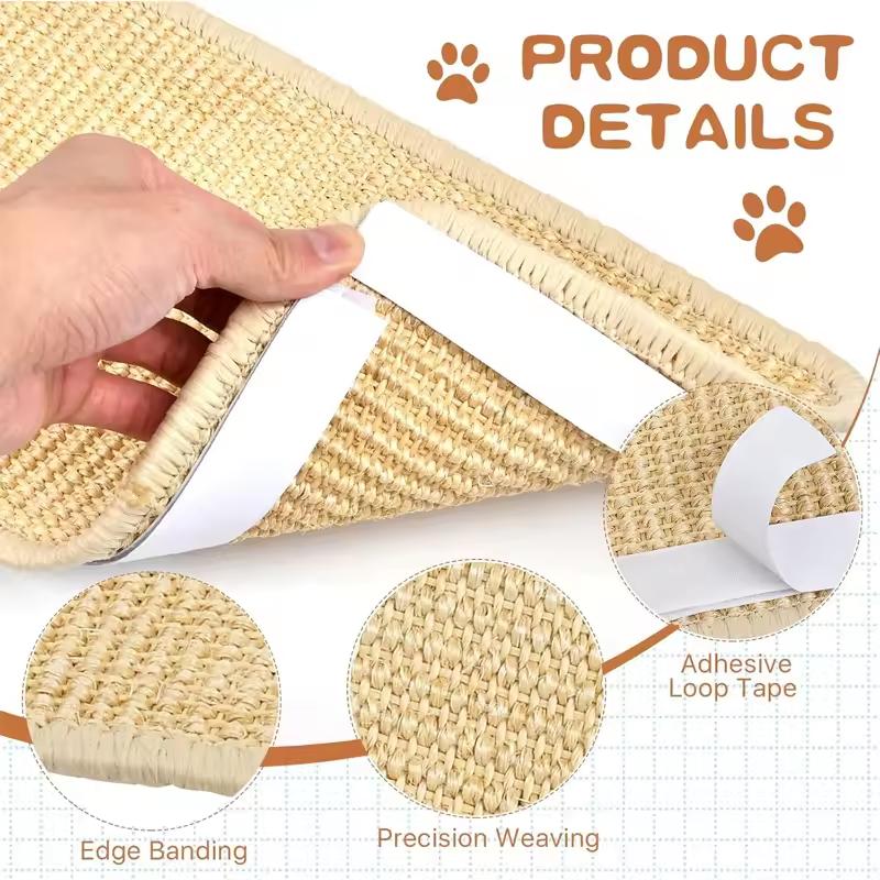 Natural Cat Scratching Mat Sisal Wear-resistant Integrated Pad Multi-stick Suitable for Wall Sofa Floor Protection Pad Pet Toy
