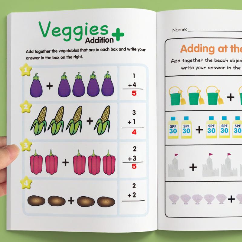 1 Set Fun 64 Page Arithmetic Question Book Addition And Subtraction Exercises Within 10 Picture Column Decomposition Calculation