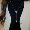 Metal Chain Butterfly Necklace Flower Tassel Collarbone Chain Simple Pearl Choker  Gift