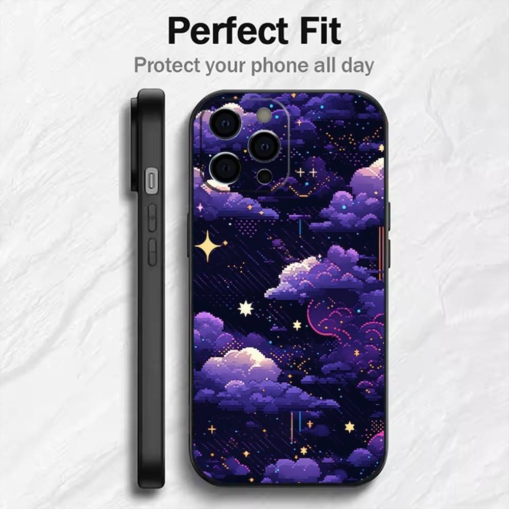 

Pixel Style HD Printed Phone Case For iPhone17,16,15,14,13,12 Plus,Max Soft Silicone Black Cover iPhone11PROMAX