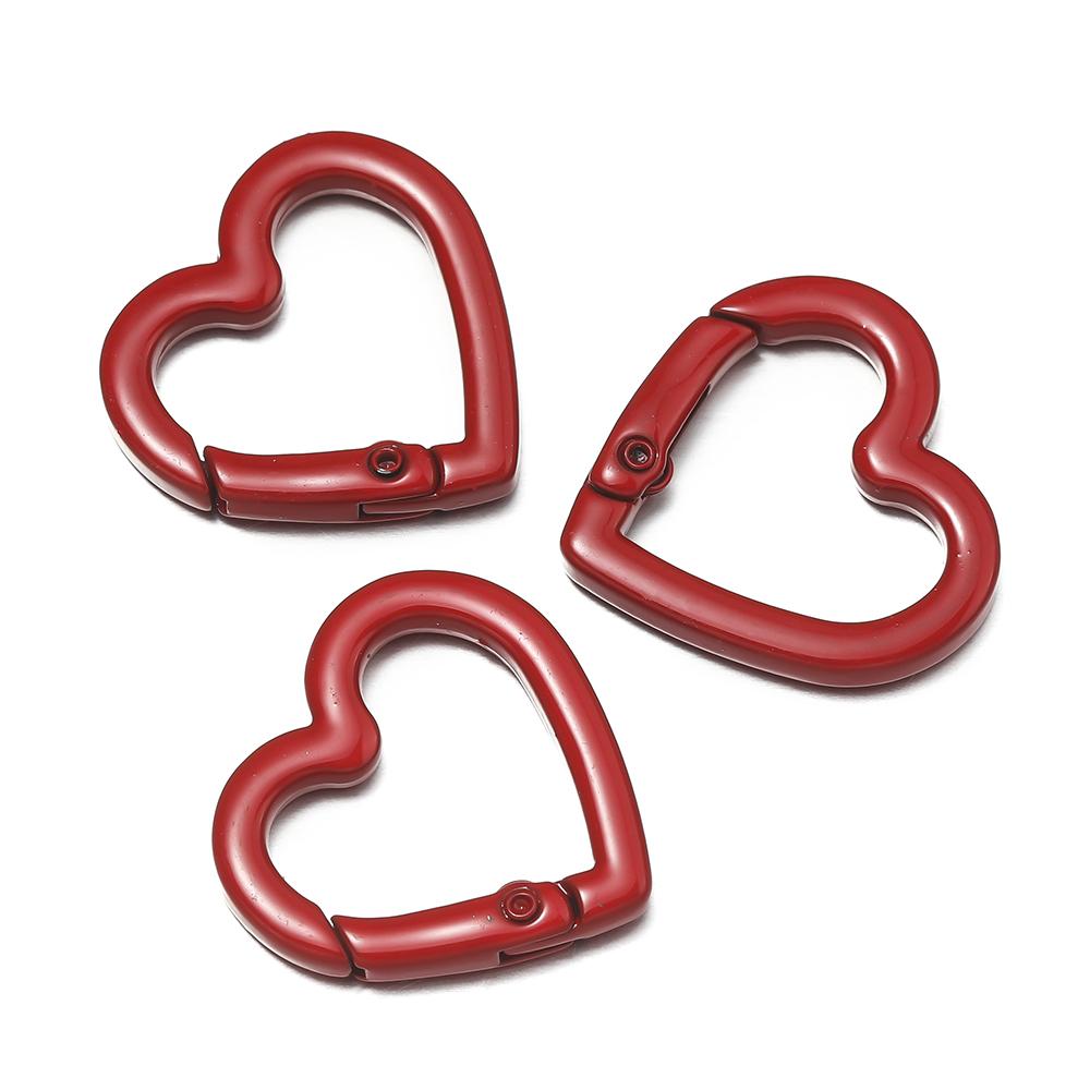 5pcs Metal Heart Spring Clasp Openable Love Shape Carabiner Keychain Clips Hook Dog Chain DIY Jewelry Buckles Connector