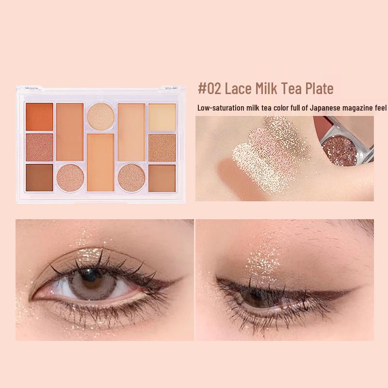 

Палетка теней для век из двенадцати цветов: Блестки, Матовый и Мерцающий, Легкая Роскошь для Ежедневного Макияжа