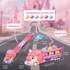 Car Toys for Toddler Girl Unicorn Truck Foldable Race Track with Light & Sound Friction Power Princess Car Birthday Gift for Kid